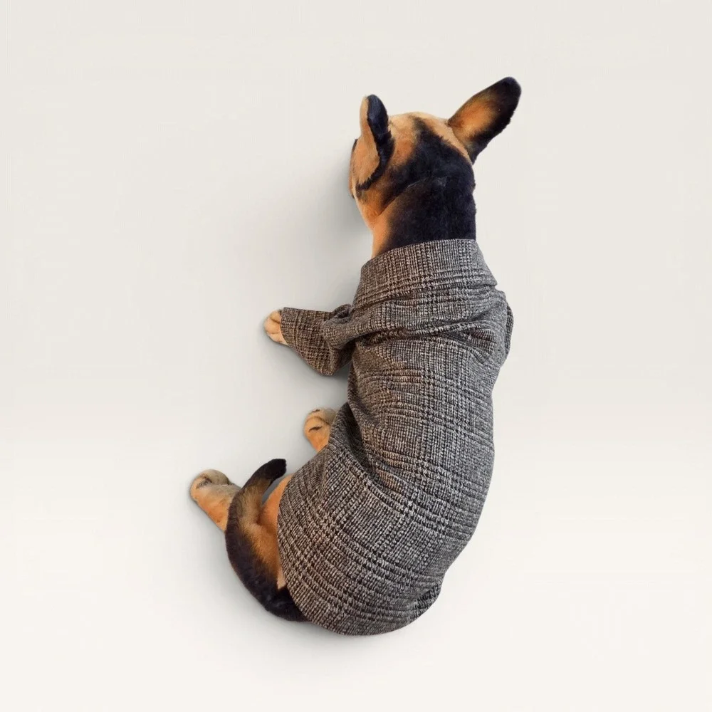 Plaid Dog Blazer Brown Grey Two‎ Button Pet Jacket Small
